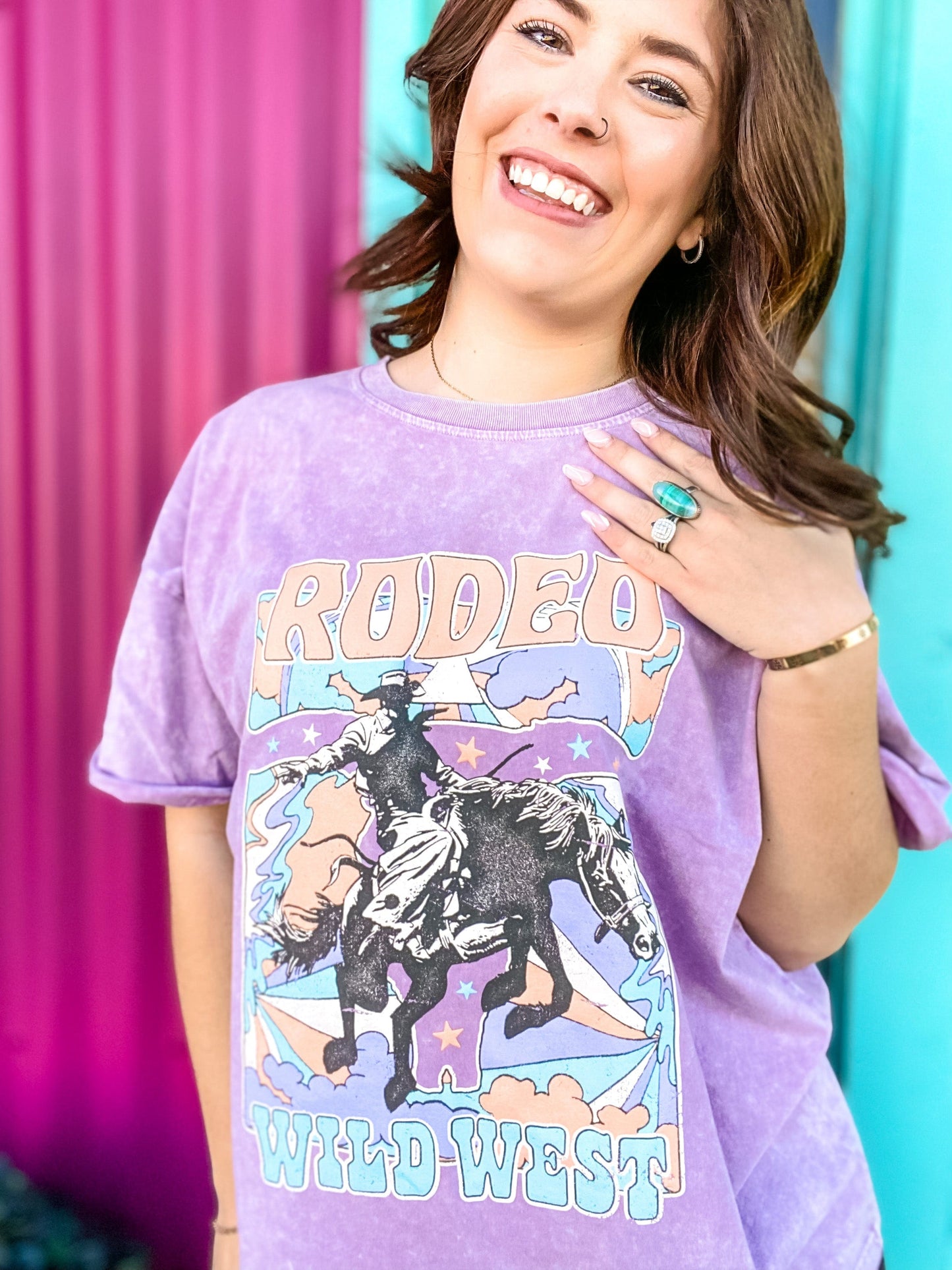 Graphic Tees Rodeo Rocker Tee-Lavender