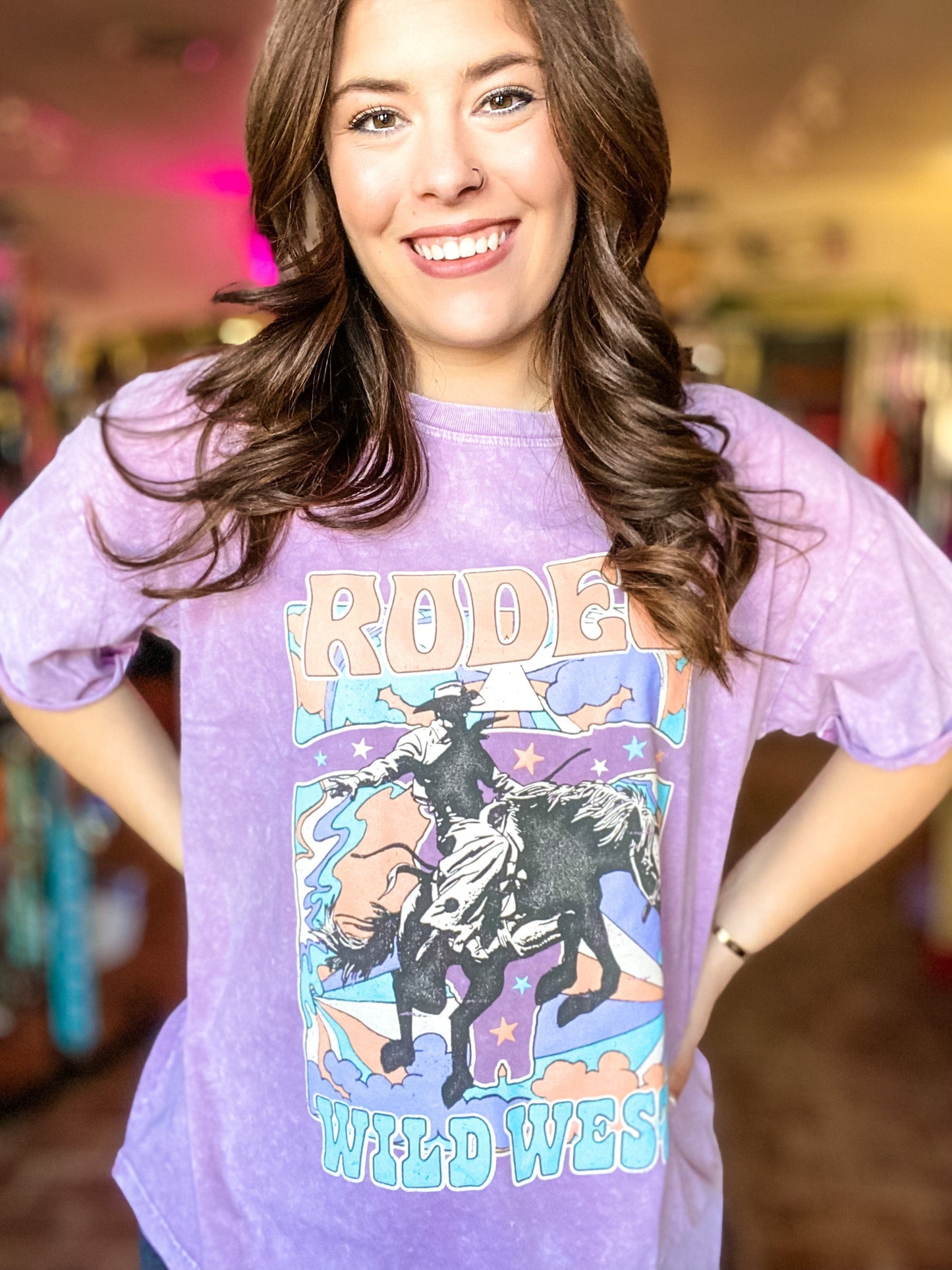 Graphic Tees Rodeo Rocker Tee-Lavender