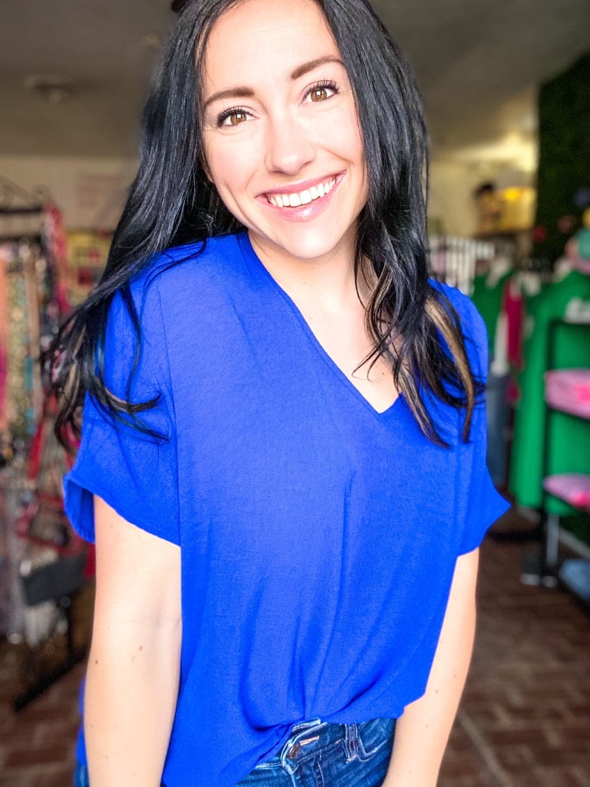 Shirts & Tops Vera V-neck Top- Royal