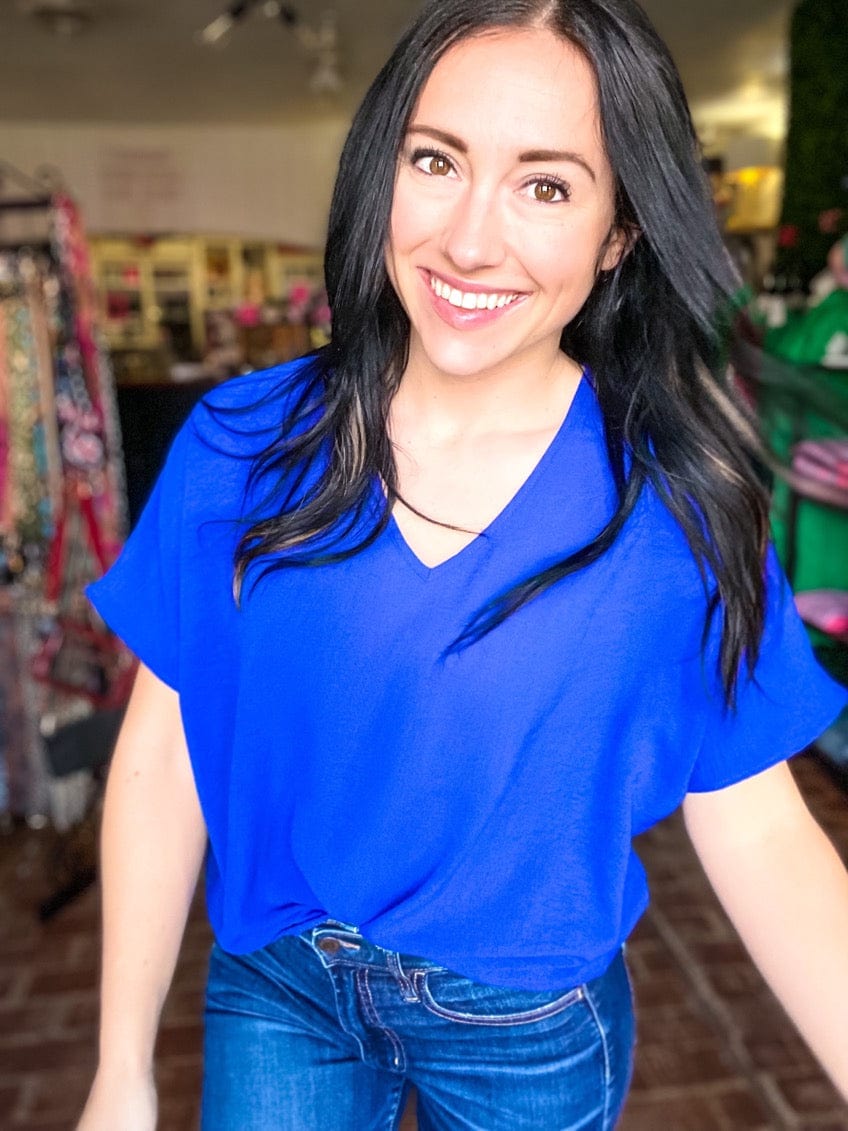 Shirts & Tops Vera V-neck Top- Royal