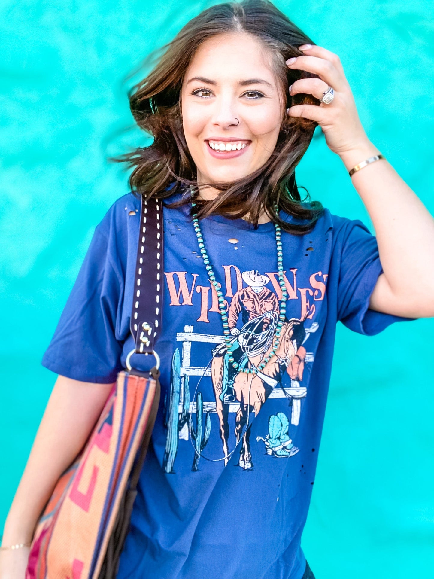 Graphic Tees Wild West Cowboy- Blue