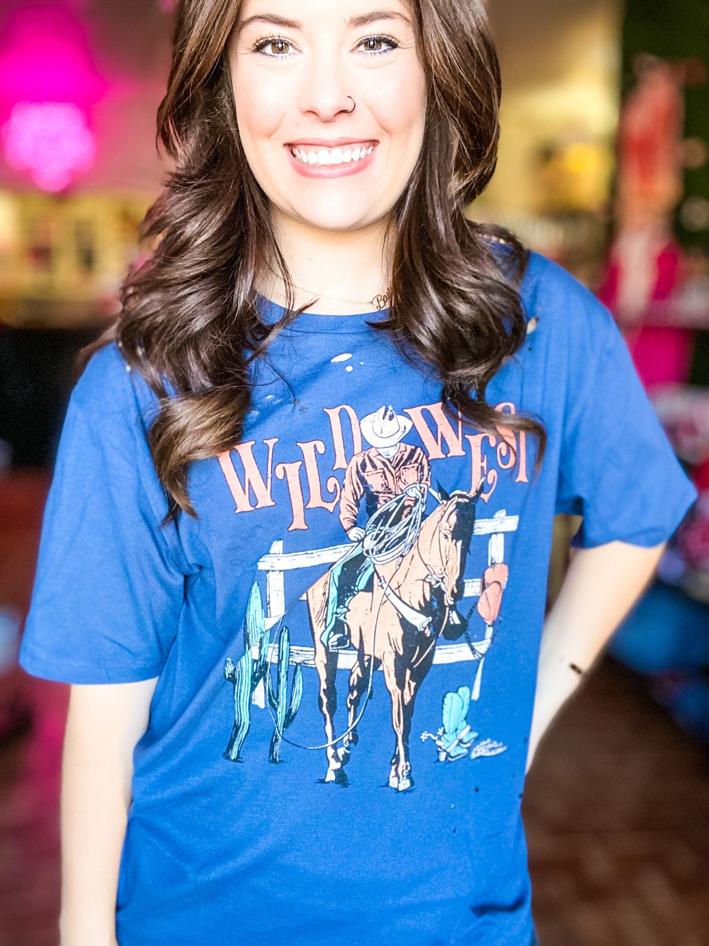 Graphic Tees Wild West Cowboy- Blue