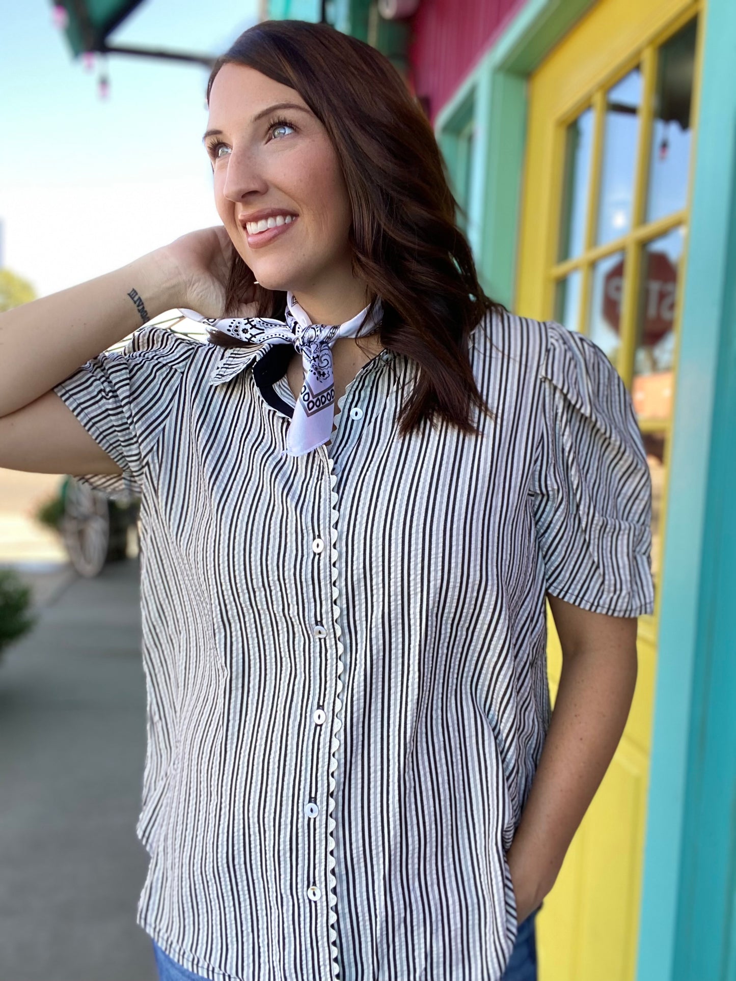 Bree Gingham Top- Black