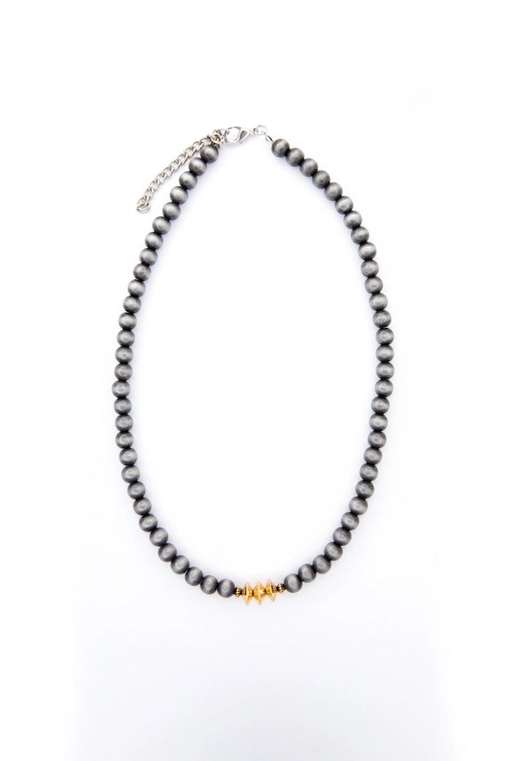 Jera Faux Pearl and Gold Disc Necklace