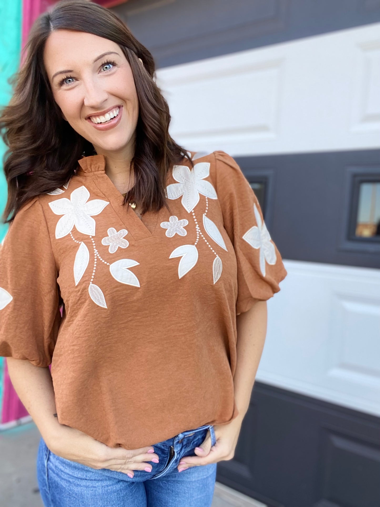 Camel Sueded Top