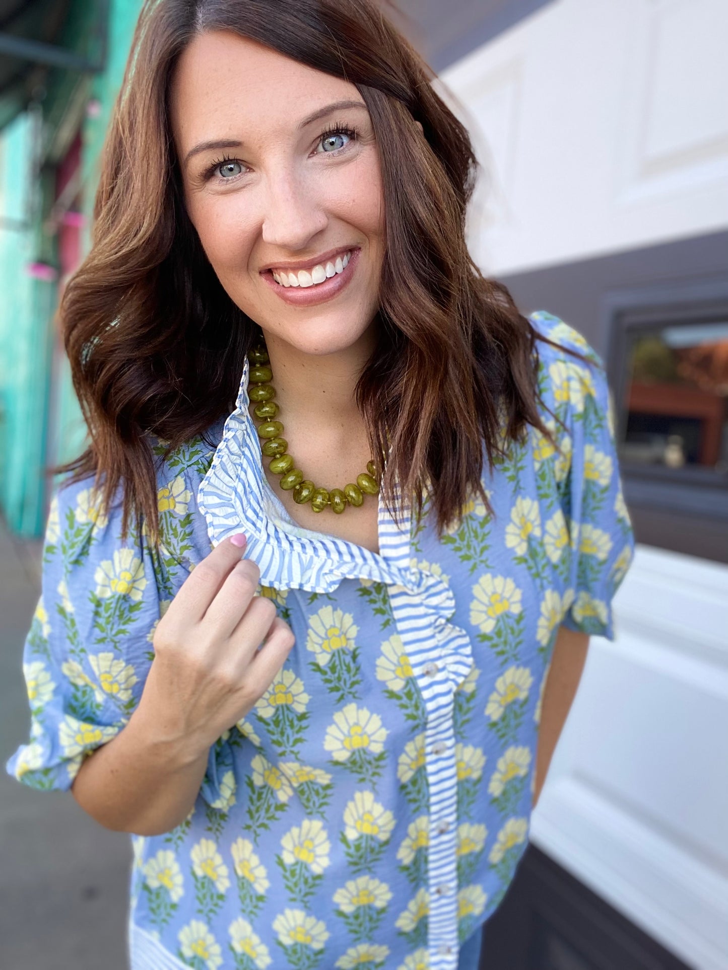 Drew Floral and Stripe Top