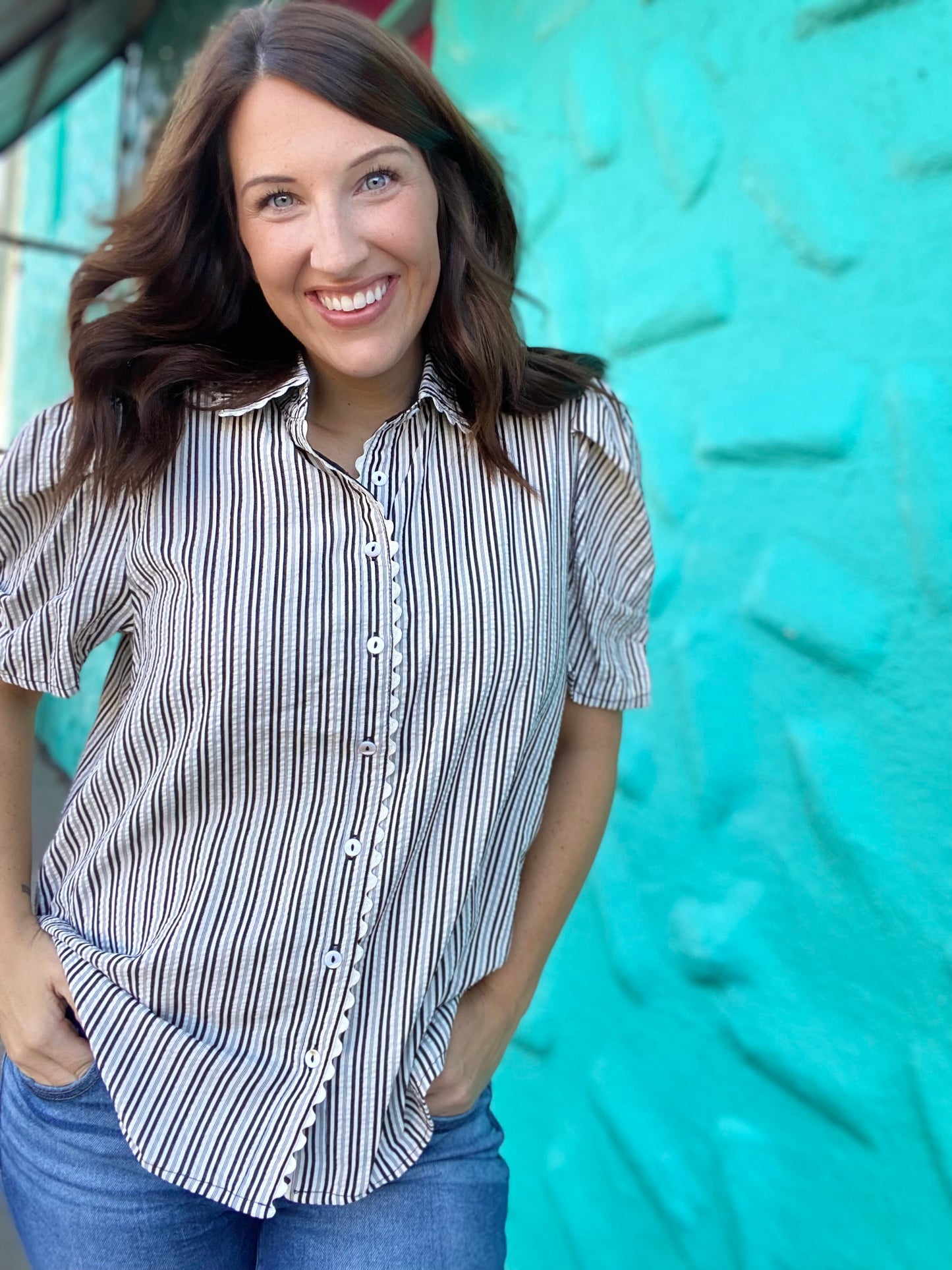 Bree Stripe Top- Black
