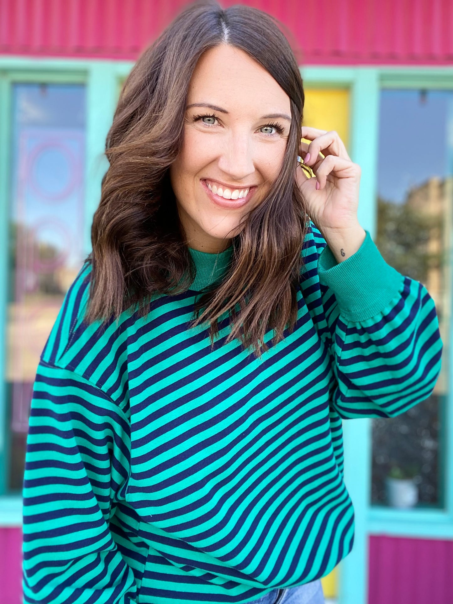 Emerald Mock Neck Pullover