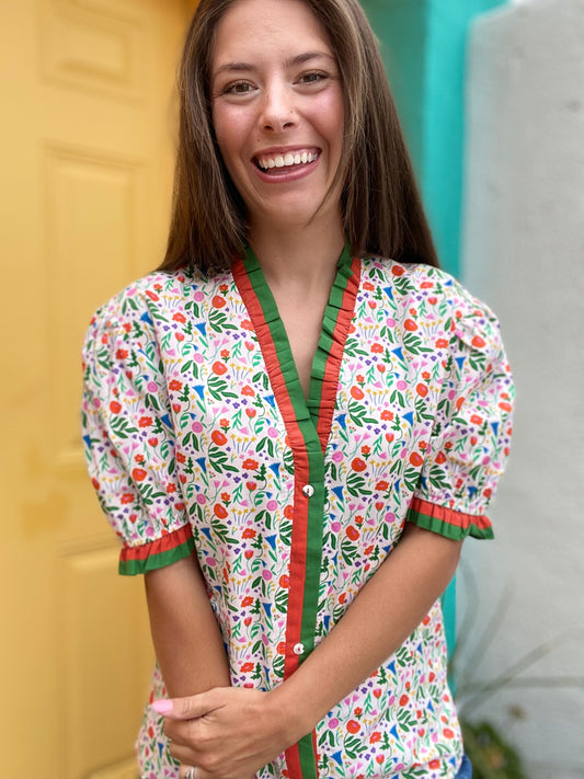 Lucille Button Front Blouse