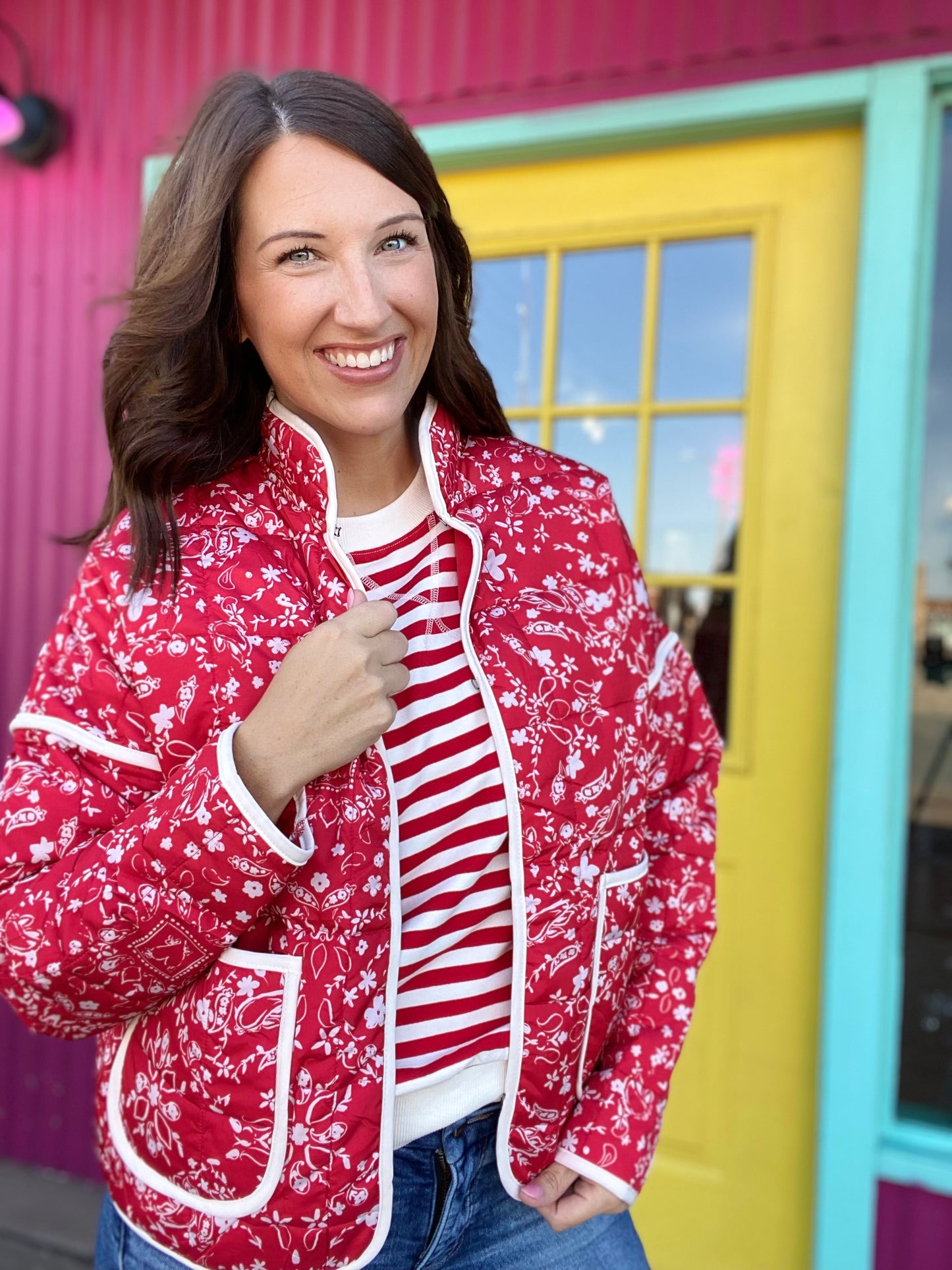 Vaile Quilted Jacket- Red
