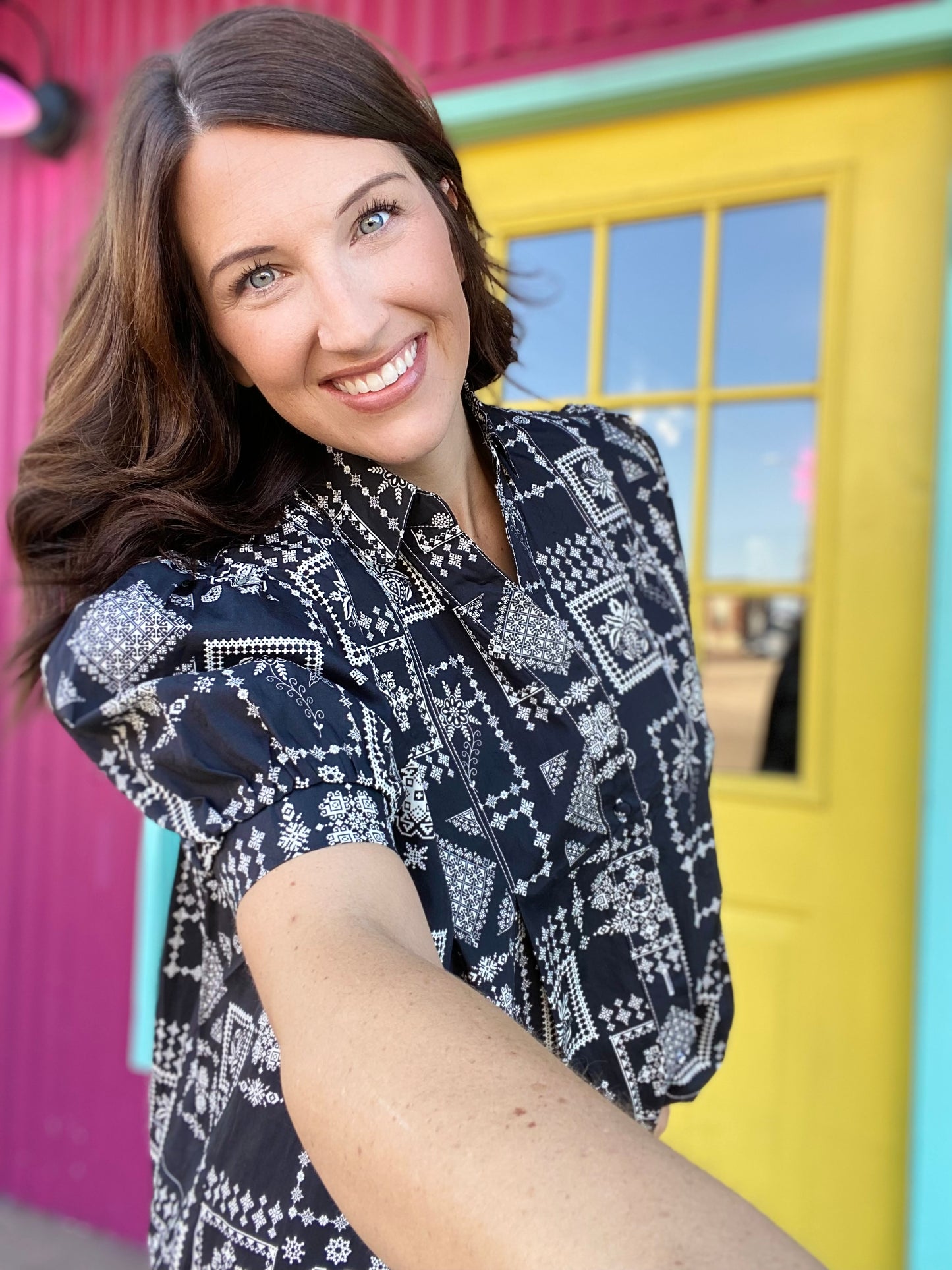 Bandana Peplum Top- Black