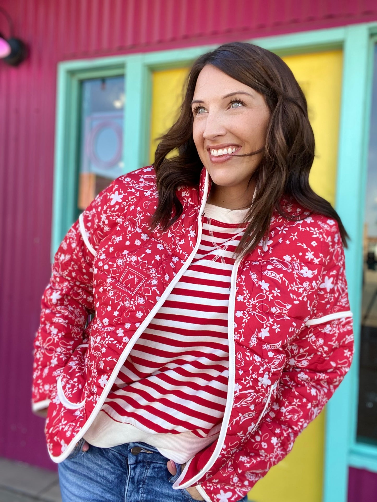Vaile Quilted Jacket- Red