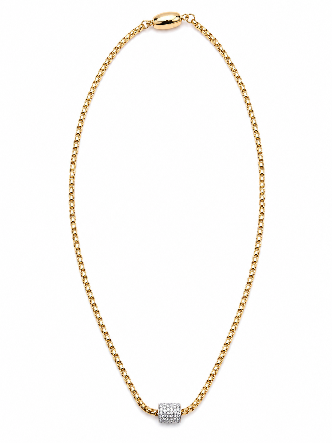 Gold Crystal Pavé Barrel Necklace