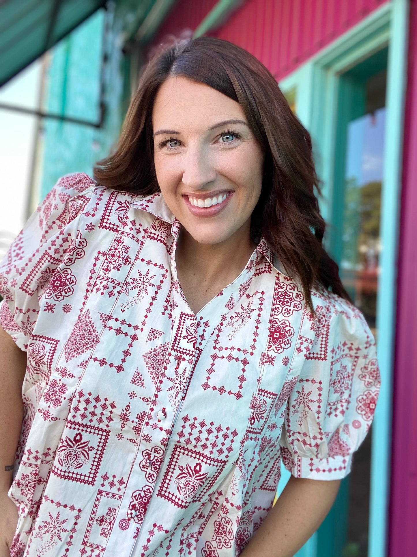 Bandana Peplum Top- Red