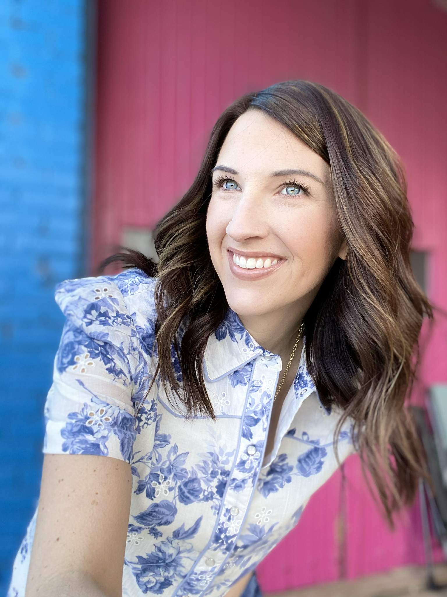 Tops China Blue Pearl Snap Blouse