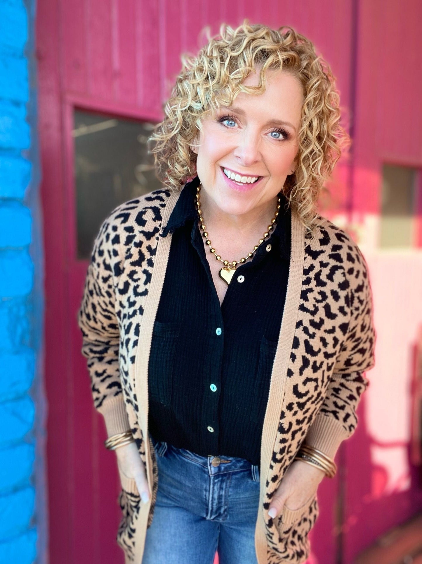 Tops Classic Leopard Open Cardigan