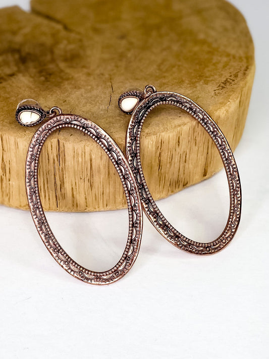 Earrings Copper Buffalo Oval Earring