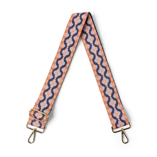 Other Goodies Coral & Navy Quatrafoil Bag Strap