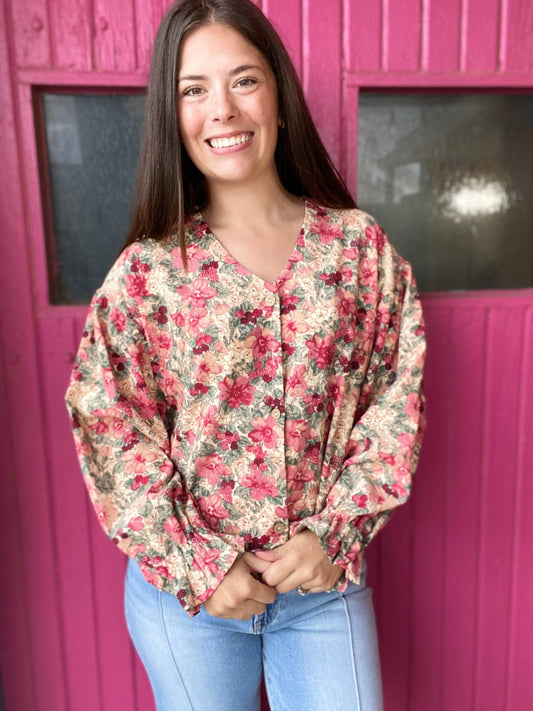 Tops Corded Floral Blouse