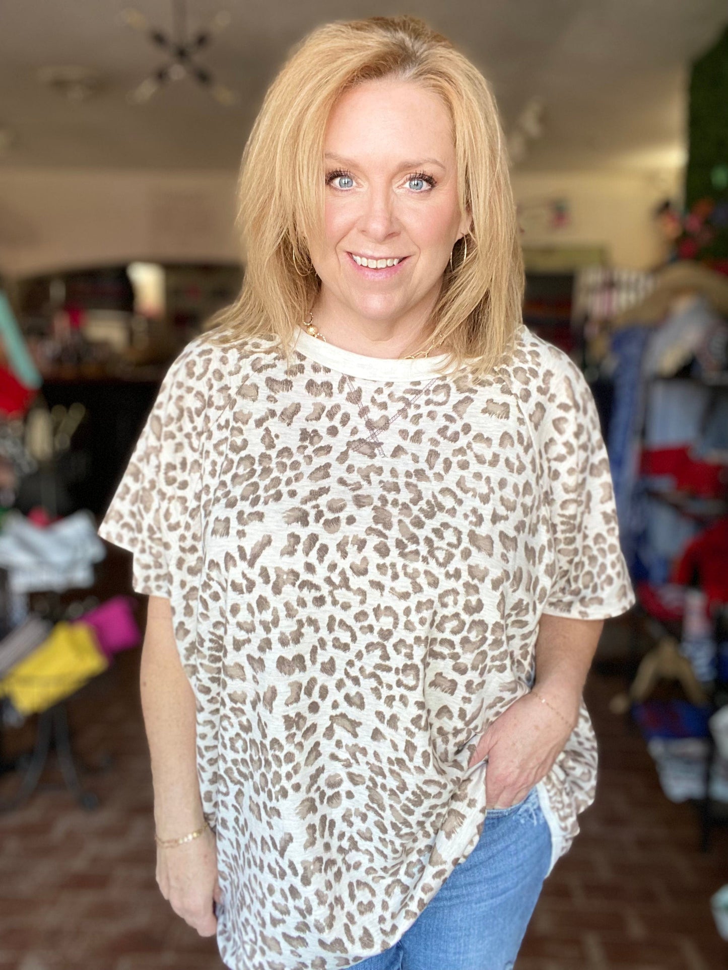 Curvy Leopard French Terry Tee