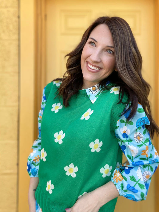 apparel Daisy Sweater Vest- Green