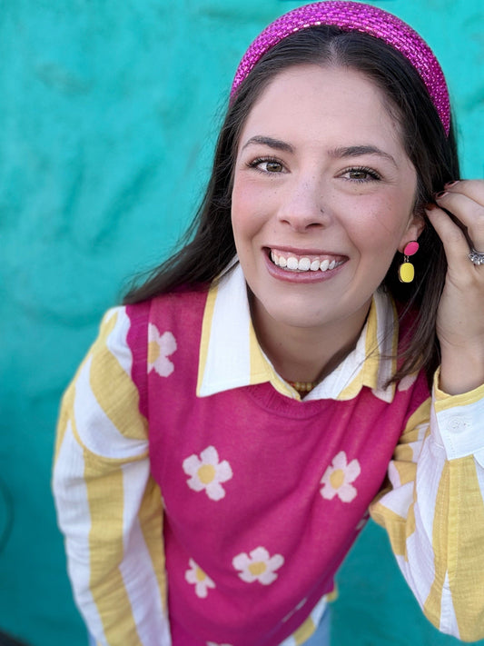 apparel Daisy Sweater Vest- Hot Pink