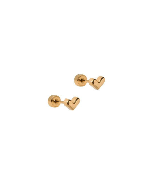 Screwback Stud Earrings - Fable Heart Gold