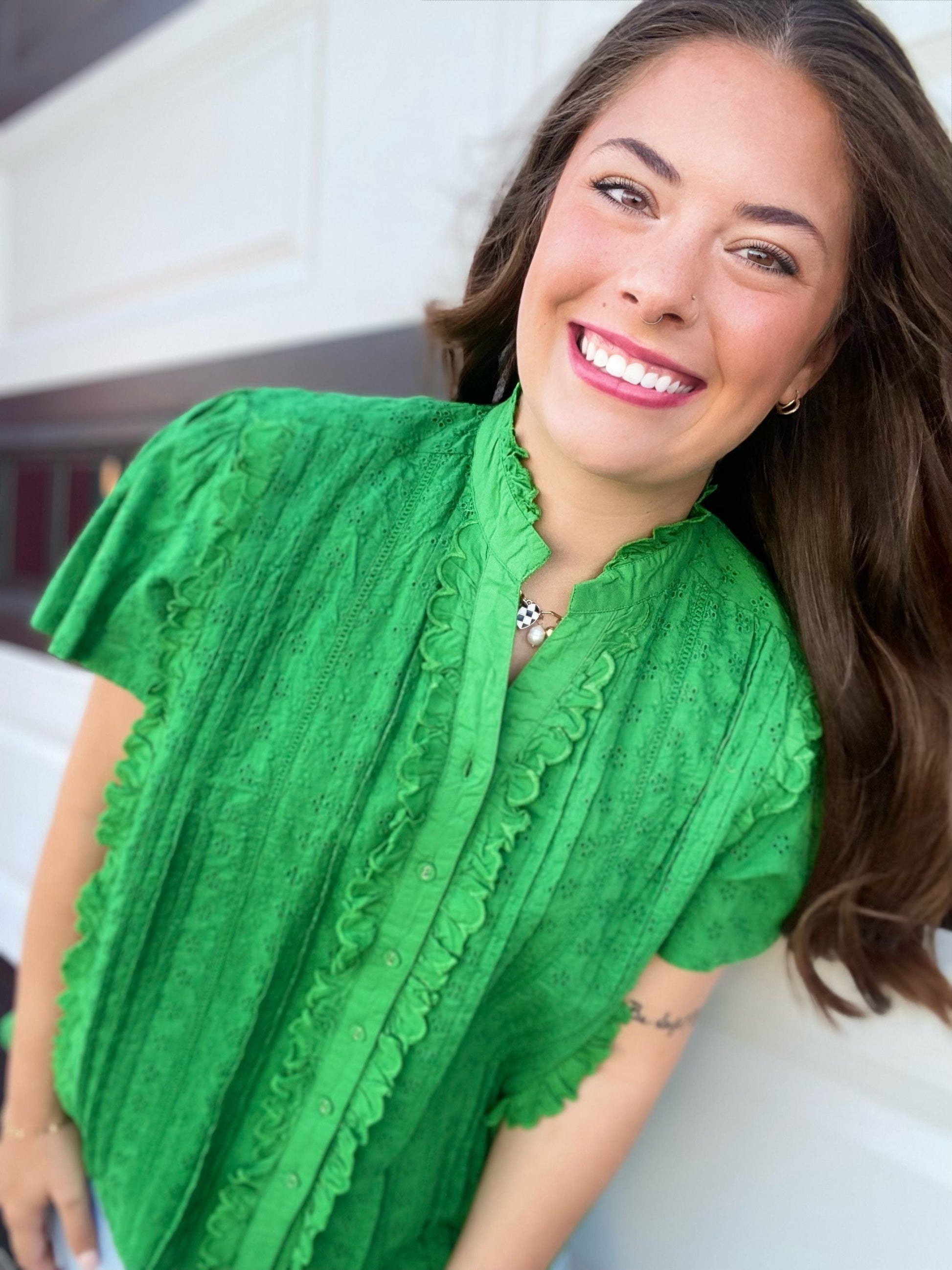 Emerald Eyelet Blouse