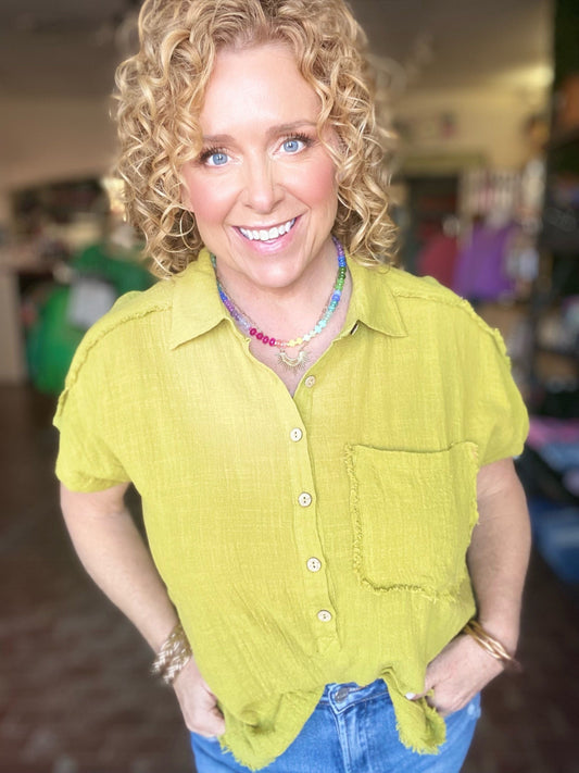 Tops Gauzy Top Apple Green