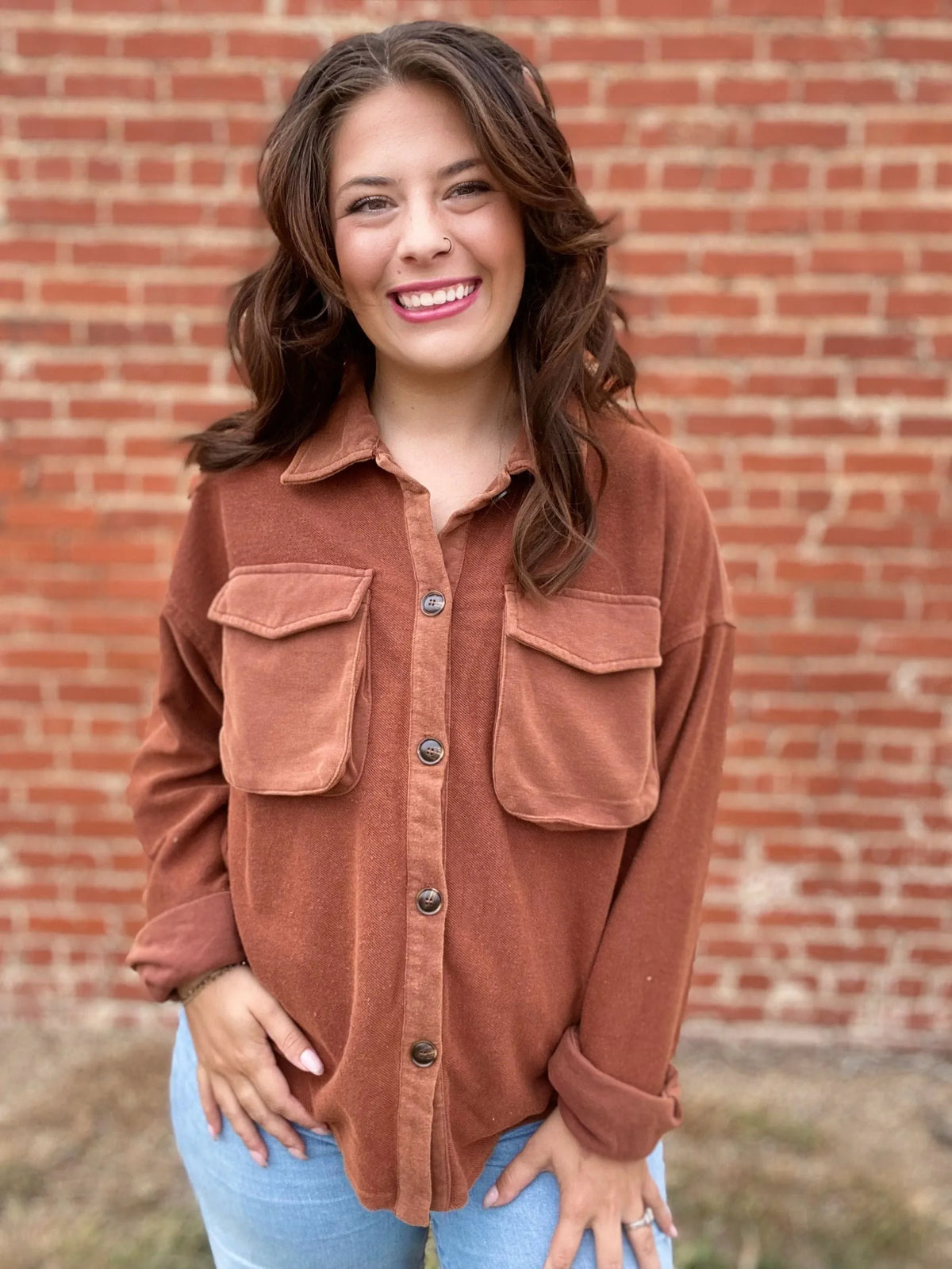 Rust Shacket Woman Gentri Oversized Shacket-Rust – FarmGirl Frosting, LLC