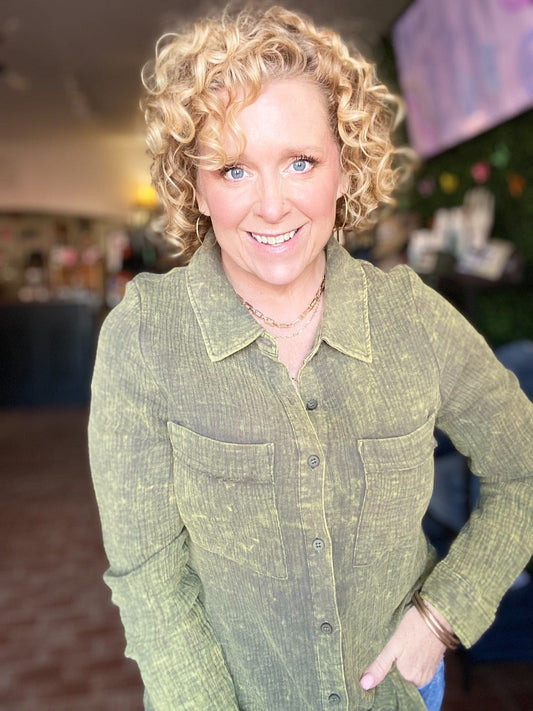 Outerwear Georgi Gauze Top-Olive
