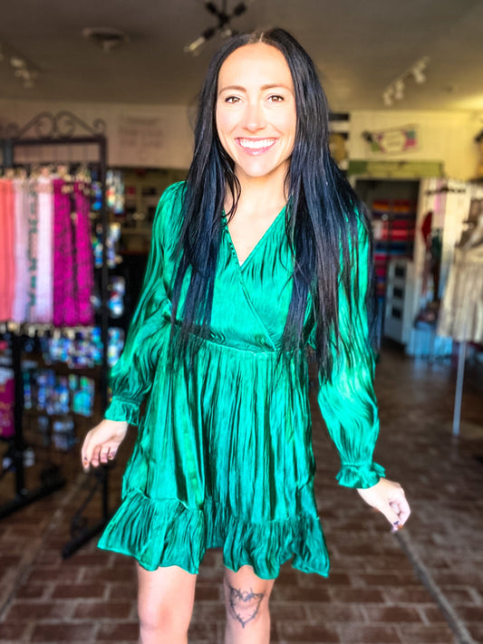 Dresses Holly Shimmer Dress- Emerald