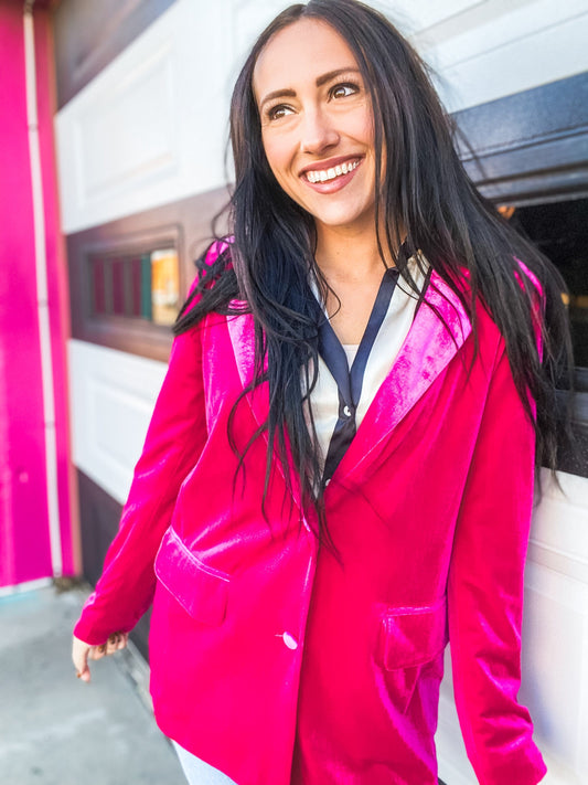 Blazer Hot Pink Velvet Blazer