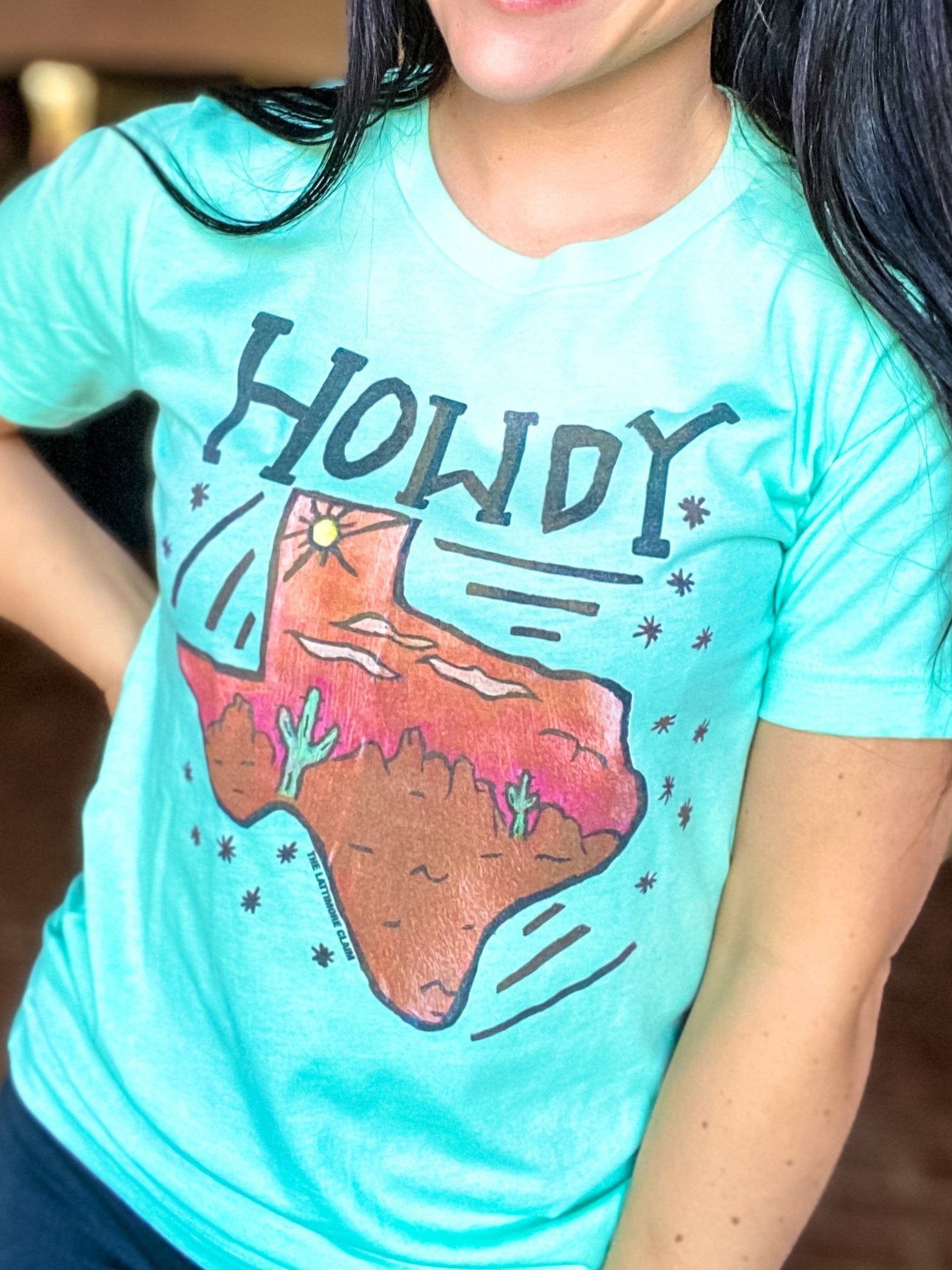 Graphic Tees Howdy Texas Tee- Mint