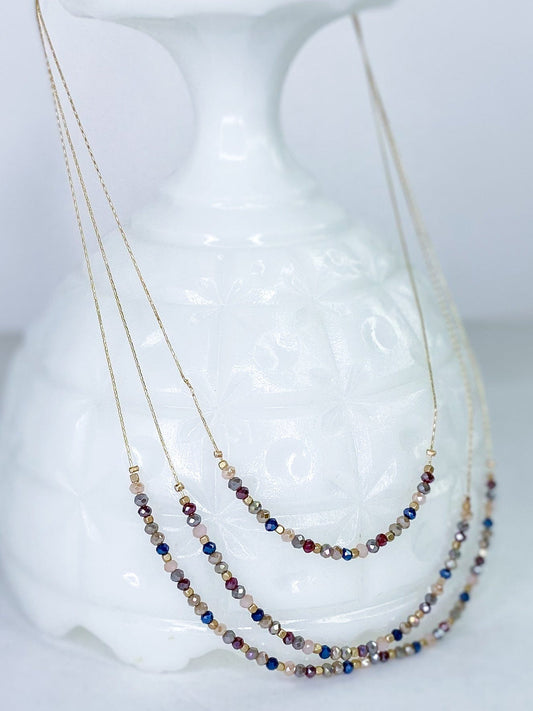 Necklaces Jewel Tones Triple Necklace