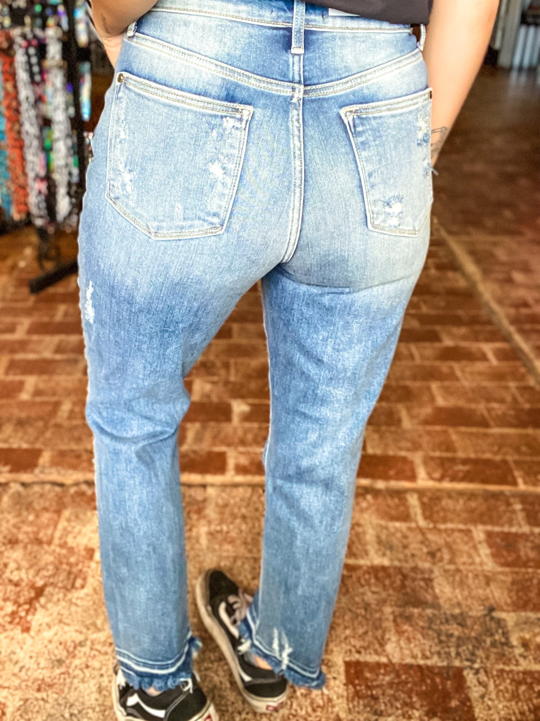 Bottoms Judy Blue Straight Fit High Waist Distressed