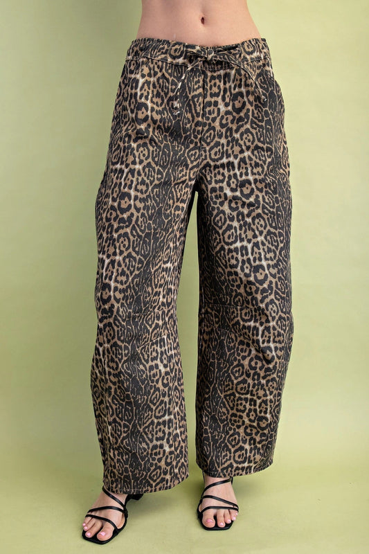 apparel Lennie Leopard Drawstring Barrel Jean