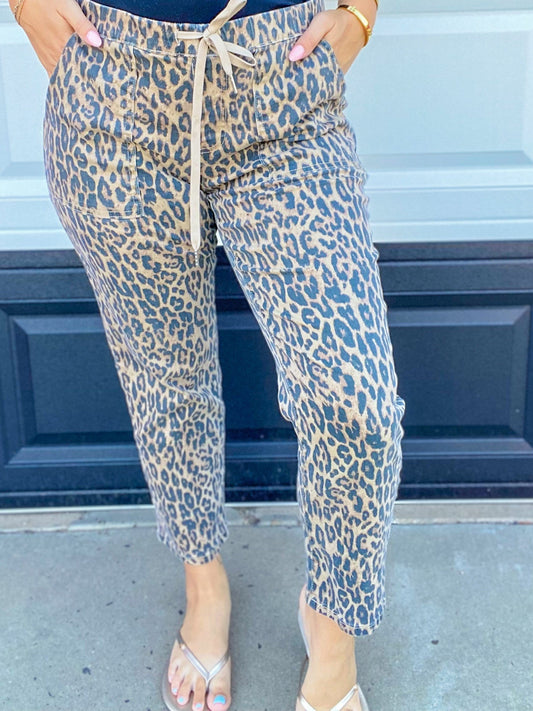 apparel Lily Leopard Drawstring Jean