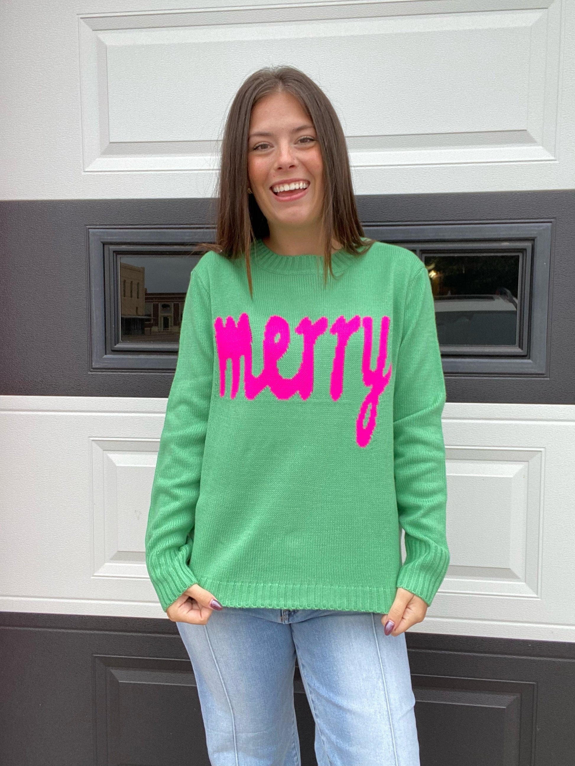 apparel Merry Pink and Green Sweater