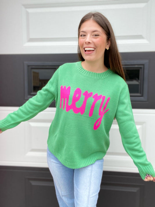 apparel Merry Pink and Green Sweater