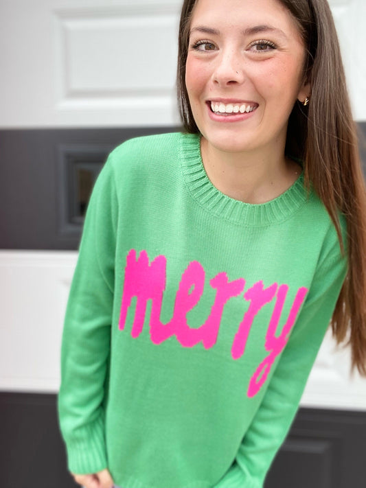 apparel Merry Pink and Green Sweater