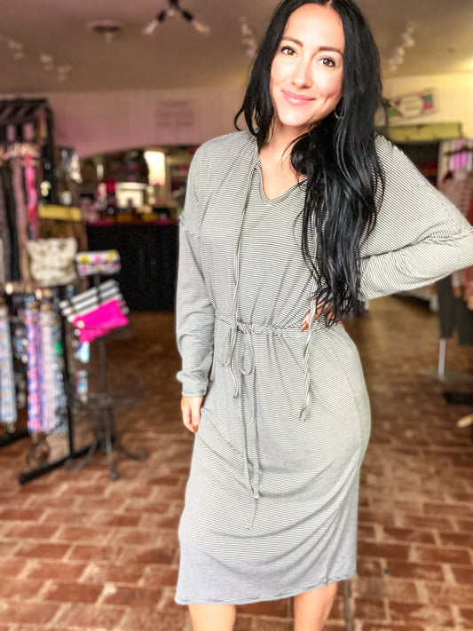 Shirts & Tops Olive Stripe Midi Dress
