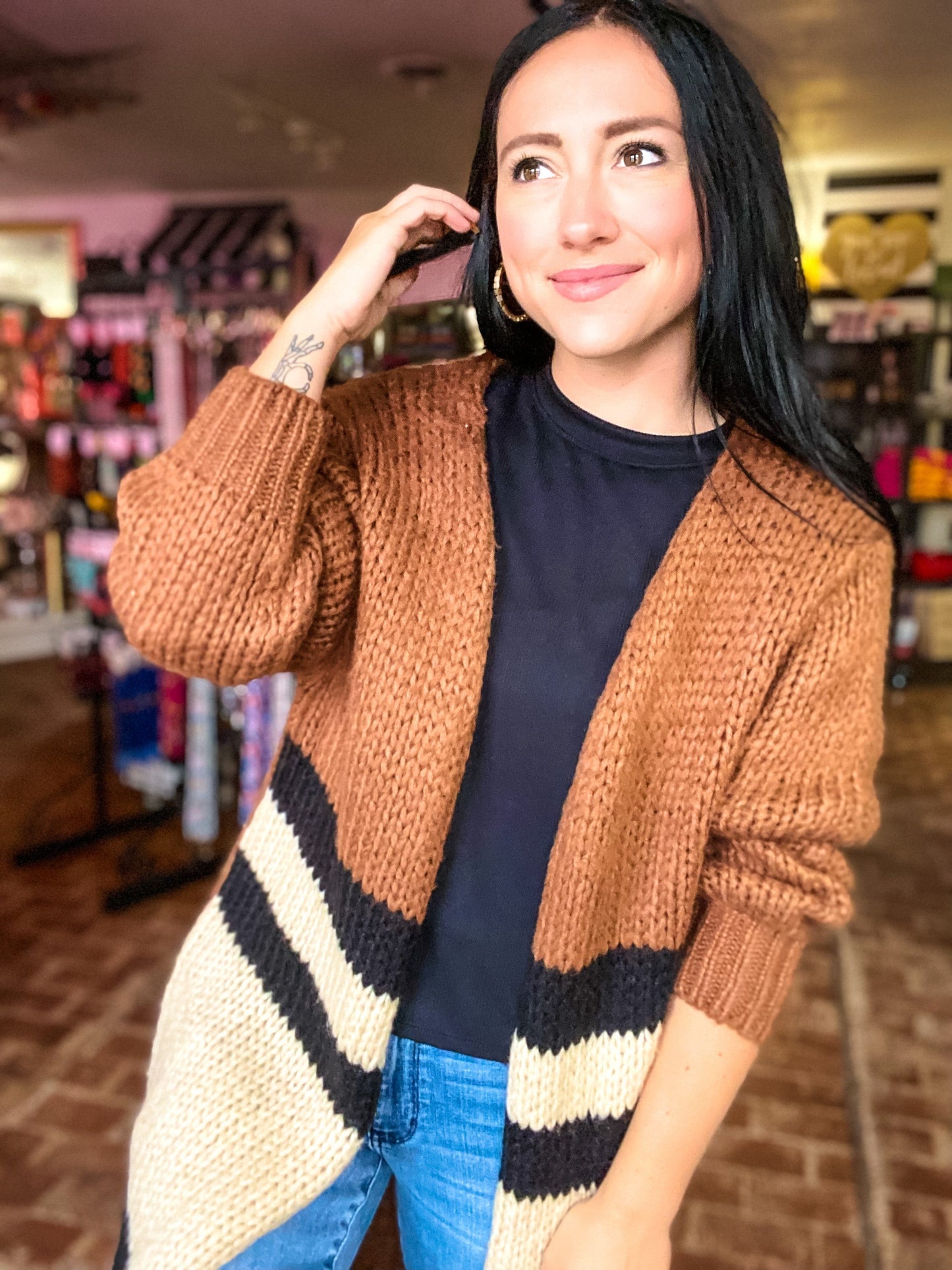 Outerwear Oversized Amber Stripe Sweater Cardigan