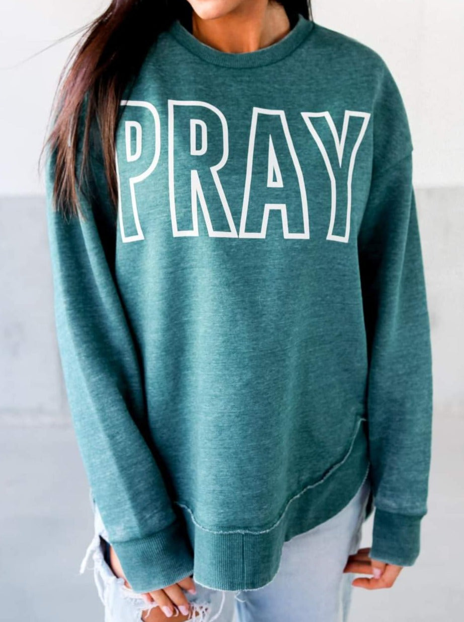 Tops Pray Cozy Vintage Fleece Premium Sweatshirt