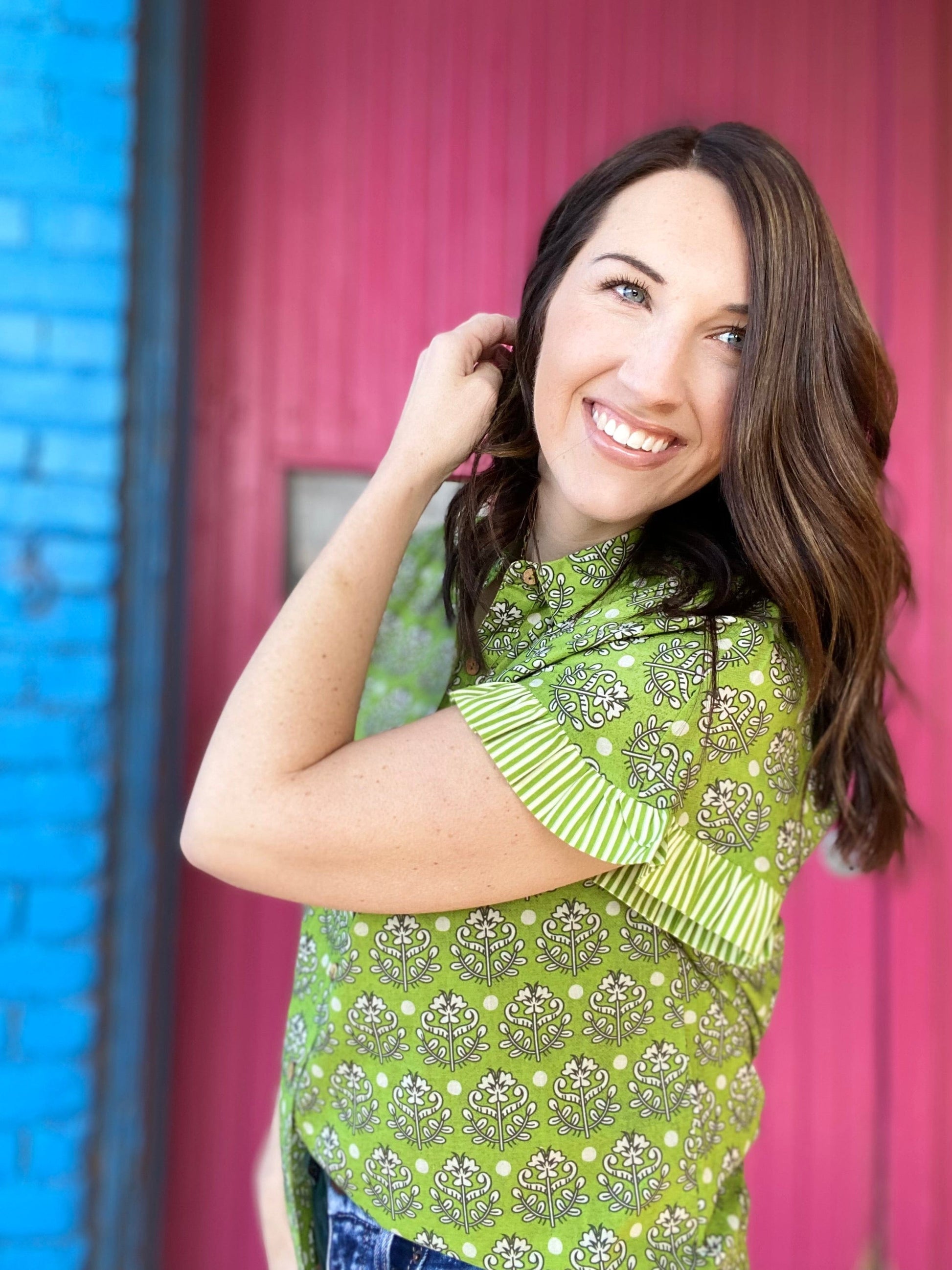 Rhoda Green Floral Top