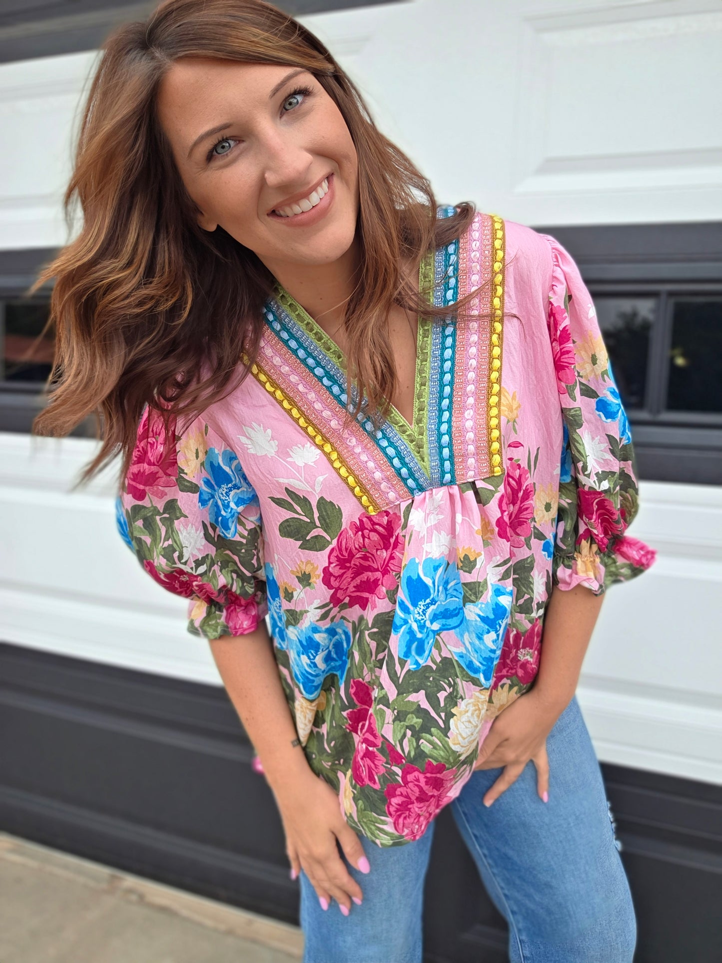 Peony Pink Floral Blouse