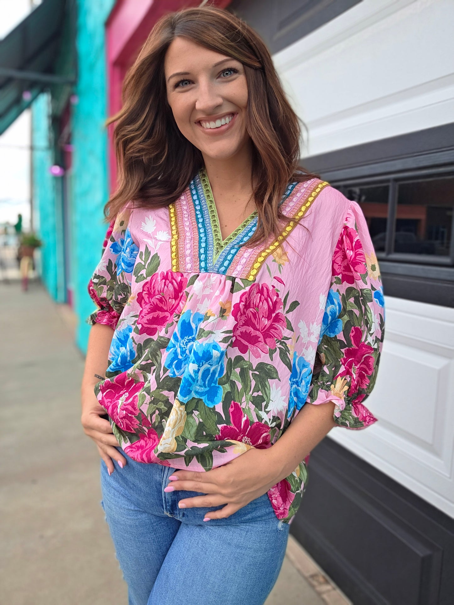 Peony Pink Floral Blouse