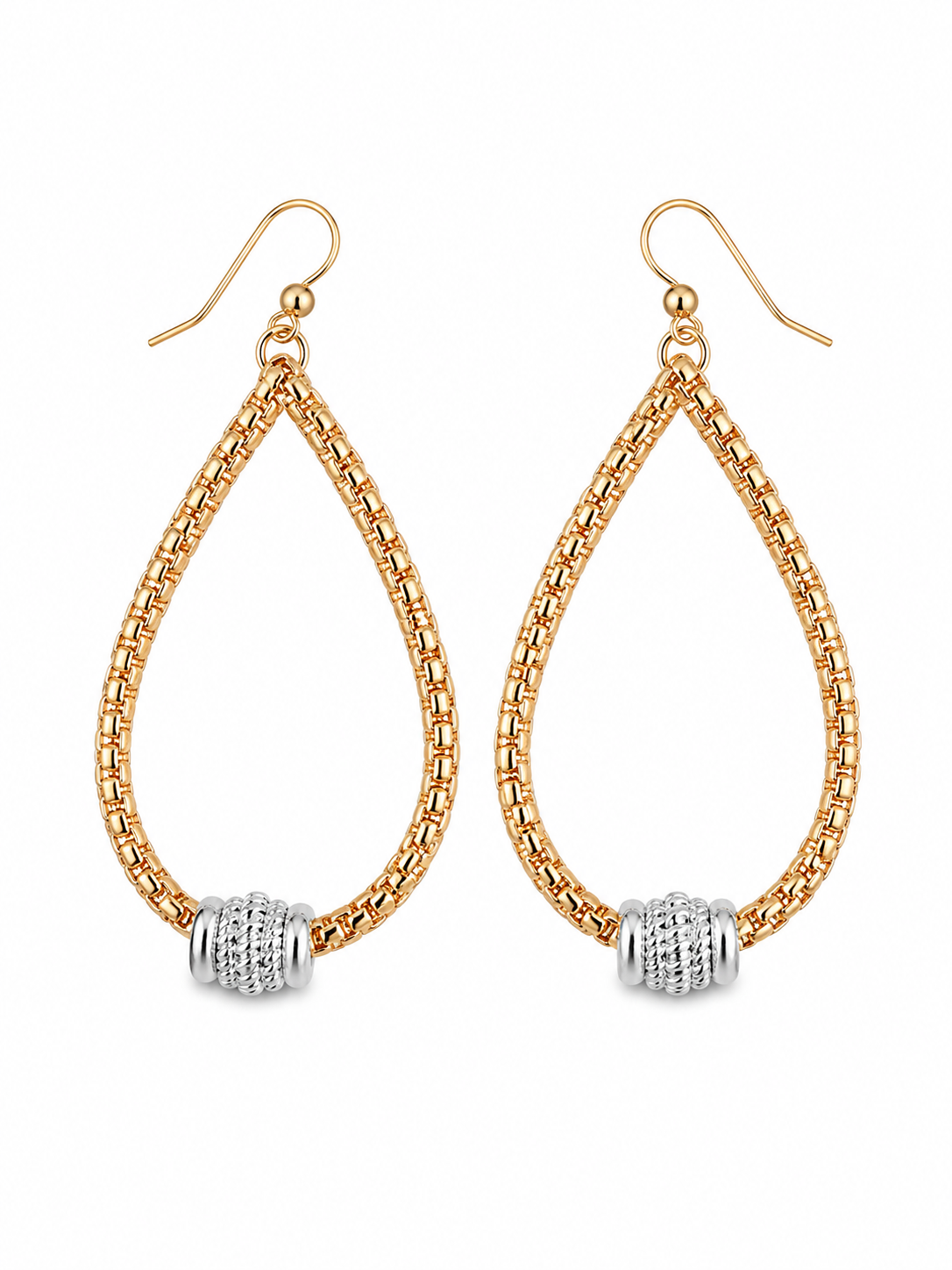 Two Tone Earrings- Gold