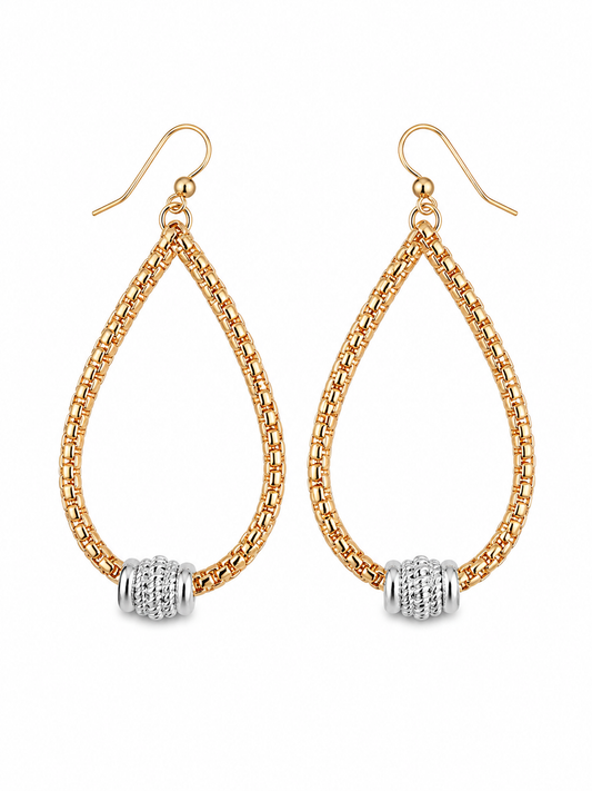 Two Tone Earrings- Gold