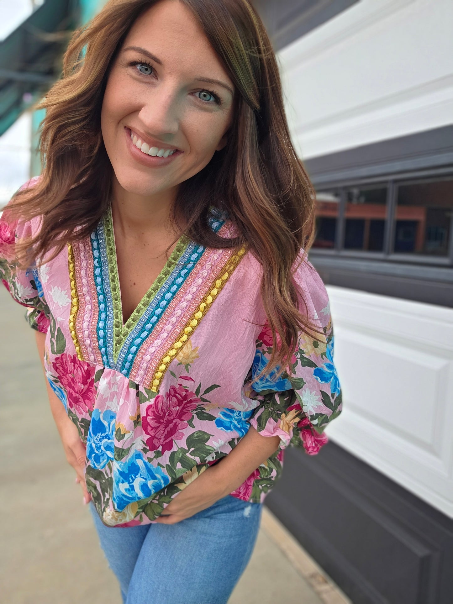 Peony Pink Floral Blouse